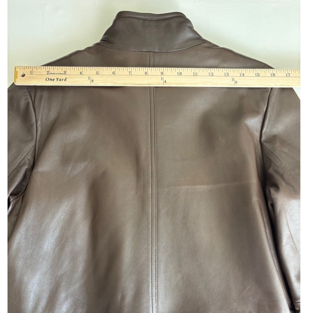 Cole Haan Mens Brown Lambskin Leather Car Coat Jacket Removable Liner Medium - Picture 15 of 15